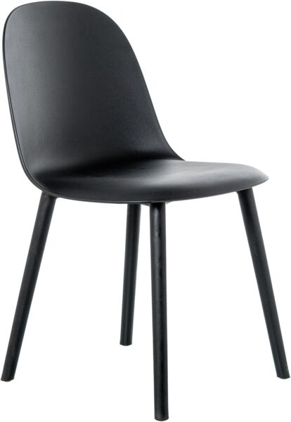 DRW Set mit 4 Stühlen aus Polypropylen, Schwarz, 49 x 45 x 81 cm