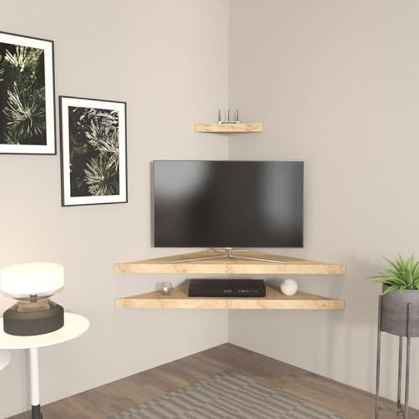 Stylish Oak TV Stand, 120 cm Wide, 5 cm High, 49 cm Deep | 100% Melamine Coated Particle Board, 8 mm Thickness | Perfect for Modern Living Rooms