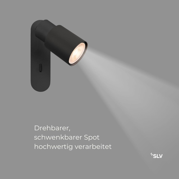 SLV PURI 2.0 Tube, Wand- und Deckenaufbauleuchte, Schalter, rechteckig, 1x max. 6W GU10, schwarz - Wand- und Deckenleuchten Bild 2