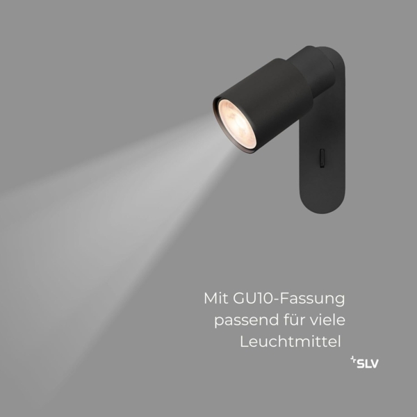 SLV PURI 2.0 Tube, Wand- und Deckenaufbauleuchte, Schalter, rechteckig, 1x max. 6W GU10, schwarz - Wand- und Deckenleuchten Bild 3