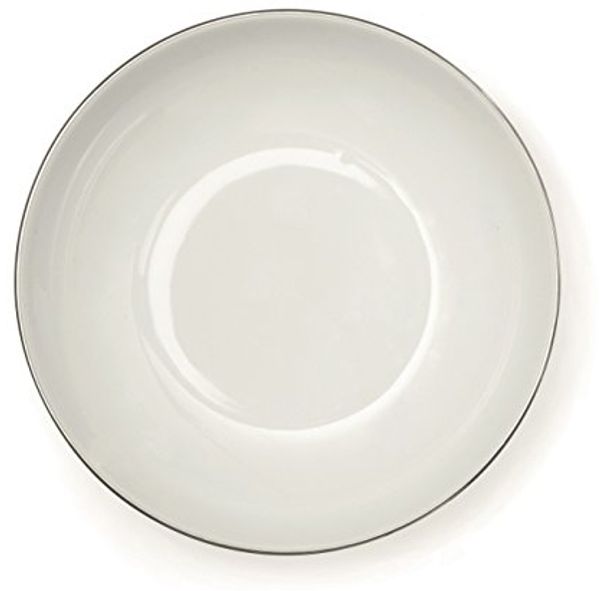Excelsa Platinum Suppenteller, Porzellan, Weiß-Rand Silber, 21 x 21 x 4 cm