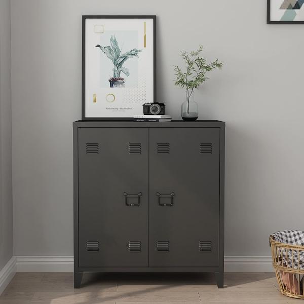 Metallschrank Oripää 90x80x33 cm Schwarz [en. casa]