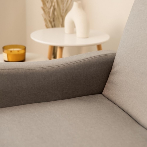 Nalui Buddy 1-Sitzer-Sofa, 3-in-1, 92 x 97 x 90 cm, mit Verstellbarer Rückenlehne, 2 Positionen und Kissen, Einzelschlafsofa aus Leinen, belastbar bis 200 kg, Liegesessel mit Armlehnen, Hellgrau Bild 8