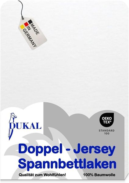DUKAL Spannbettlaken kochecht, alle Farben waschbar bei 95°C, 100% Baumwolle, Doppel-Jersey, Gummizug: rundum, (1 Stück), 80x200 cm, aus hochwertigem Doppel-Jersey, Made in Germany