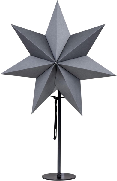 Levandeo® LED Stern, LED Stern Grau H50cm mit Standfuß Weihnachten Leuchtstern Tischdeko