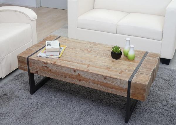 'HWC-A15a' Couchtisch, Holz Tanne rustikal massiv natur, 40 x 120 x 60 cm