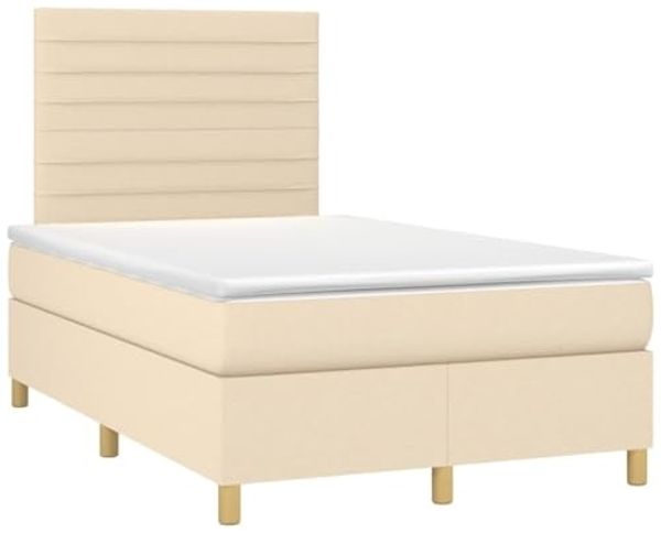 vidaXL Polsterbett mit Matratze Creme 120x200 cm Stoff, Härtegrad: H2 [3142406]