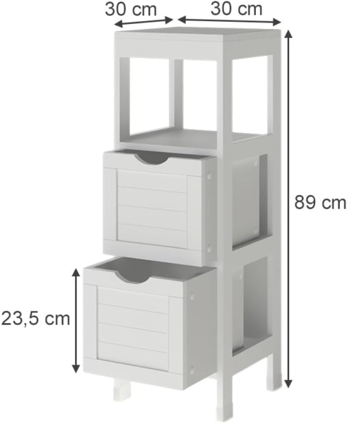 Midischrank Vilda Weiß 30 x 89 cm mit 2 Schubkästen Vicco Bild 3