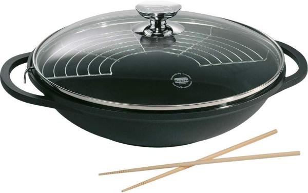 Berndes Vario Click Induction Wok mit Glasdeckel und Zubehör 32 cm 31139