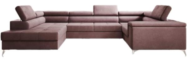 Designer Sofa Torino mit Schlaf- und Klappfunktion Samt Rosé Links