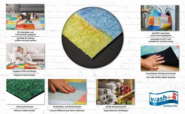 wash+dry by Kleen-Tex Teppich Canvas, rechteckig, Höhe: 9 mm, rutschhemmend, waschbar, Wohnzimmer Bild 4