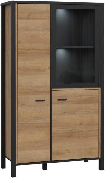 Highboard Hector 12 Schwarz Riviera Eiche 87x153x41 cm Kommode LED mit Beleuchtung