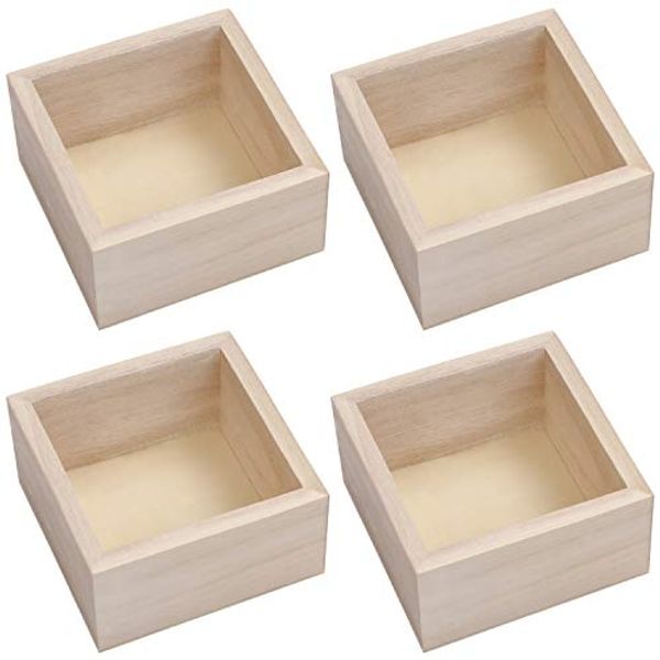 Belle Vous Aufbewahrungsbox Holzkiste Quadratisch 4 Stück 9,5x9,5x5cm (4 St)