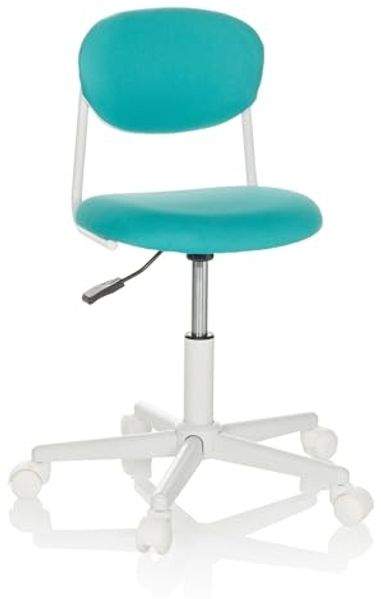 hjh OFFICE Kinderdrehstuhl KIDDY Base I Stoff, Kinder Schreibtischstuhl höhenverstellbar, Türkis, 719241