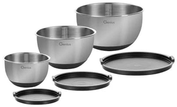 Edelstahl Schüssel 6-er Set mit Deckel Edelstahlschüssel Schalen Genius A06428