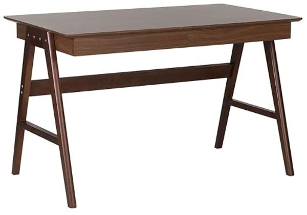 Schreibtisch dunkler Holzfarbton 120x70 cm 2 Schubladen SHESLAY