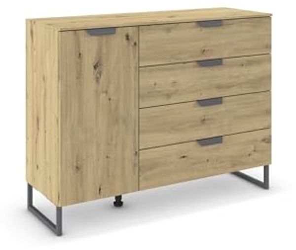 Kombikommode >Aditio Box< in Eiche Artisan Dekor - 120x92x44 (BxHxT)