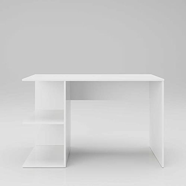 Taipei - Schreibtisch, Gamingtisch, Computertisch, Homeoffice Tisch, 2 offene Fächer und viel Stauraum, weiß