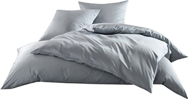 Mako-Satin / Baumwollsatin Bettwäsche uni / einfarbig grau