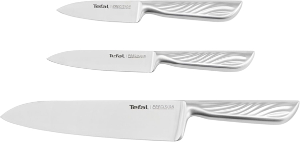 Tefal Messer-Set Precision für perfekte Schnitte bei jeder Zutat (Set, 3-tlg, Kochmesser (20 cm), Universalmesser (12 cm), Schälmesser (9 cm), hohe Schnittpräzision, langlebig, ergonomischer Griff, Wellenmuster