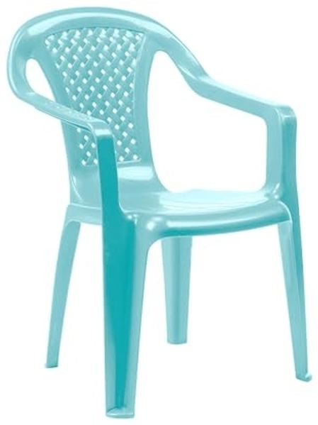 Kinder Stapelstuhl Bistrostuhl Rattan-Optik Blau Kunststoff