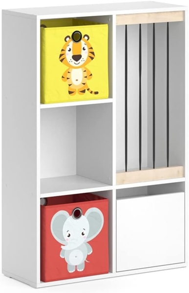 Kinderregal Luigi Weiß 29.2 x 107.8 cm mit 2 Faltboxen opt. 2 Vicco Bild 1