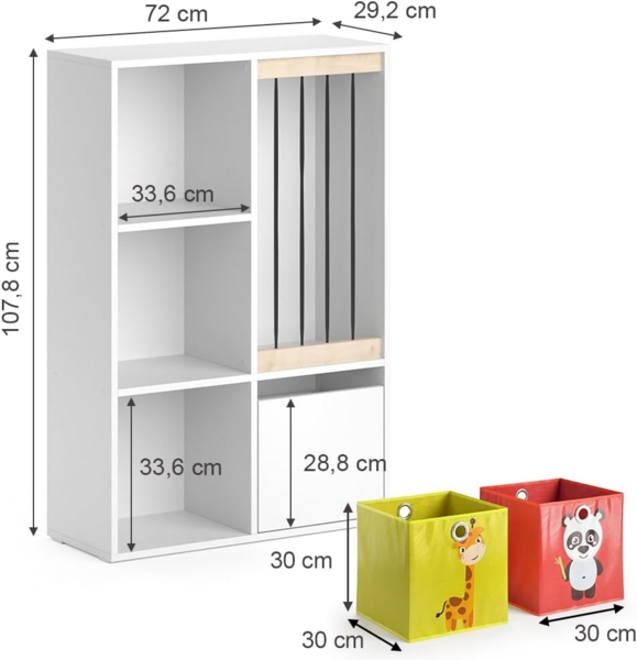 Kinderregal Luigi Weiß 29.2 x 107.8 cm mit 2 Faltboxen opt. 2 Vicco Bild 3