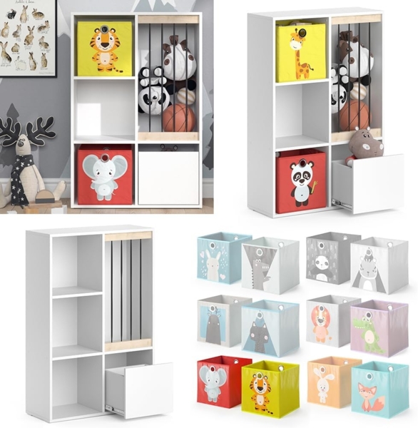 Kinderregal Luigi Weiß 29.2 x 107.8 cm mit 2 Faltboxen opt. 2 Vicco Bild 8