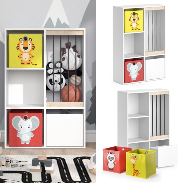 Kinderregal Luigi Weiß 29.2 x 107.8 cm mit 2 Faltboxen opt. 2 Vicco Bild 4