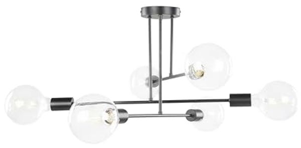 'Kidane' Hängeleuchte Schwarz aus Metall 6-flammig für Esszimmer Wohnzimmer Salon Industrie Look Modernes Design