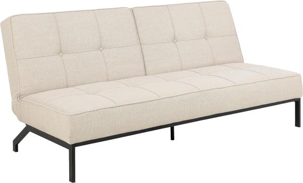 AC Design Furniture Bent Schlafsofa, Beige, mit 3 Liegepositionen, Moderner 3-Sitzer ohne Armlehne, Gepolstertes Sofa mit Zweifarbigem Effektbezug, Schwarzen Beinen, B: 198 x H: 87 x T: 95 cm