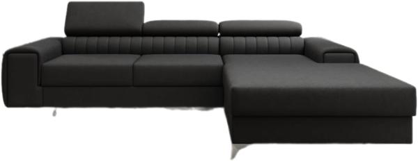 Designer Sofa Melinda mit Schlaf- und Klappfunktion Stoff Schwarz Rechts