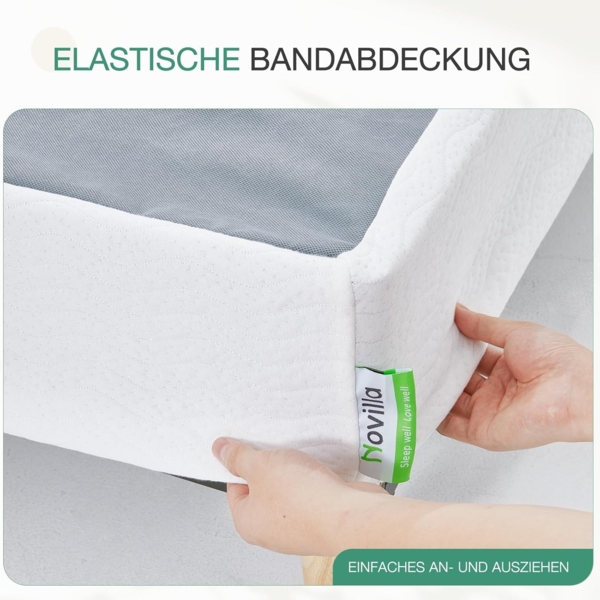 Novilla 35 cm Metallbett Metallrahmenbett Bettgestell mit Lattenrost Holzlattenunterstützung Grauer Bettgestellbezug Stauraum unter dem Bett 140x200 cm Schwarz Bild 5