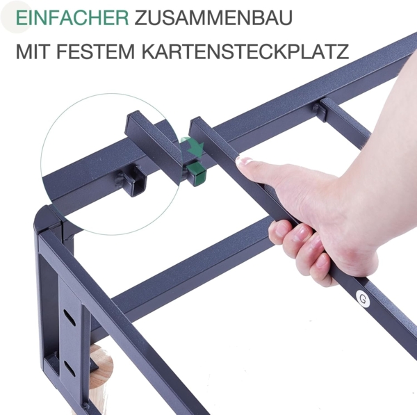 Novilla 35 cm Metallbett Metallrahmenbett Bettgestell mit Lattenrost Holzlattenunterstützung Grauer Bettgestellbezug Stauraum unter dem Bett 140x200 cm Schwarz Bild 4