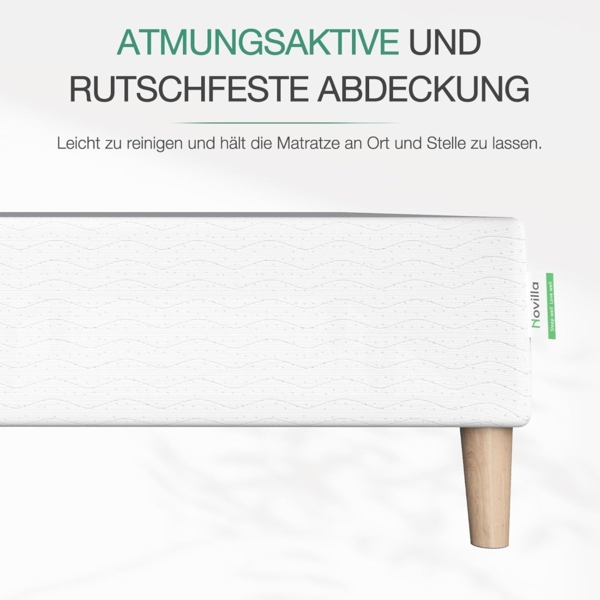 Novilla 35 cm Metallbett Metallrahmenbett Bettgestell mit Lattenrost Holzlattenunterstützung Grauer Bettgestellbezug Stauraum unter dem Bett 140x200 cm Schwarz Bild 6