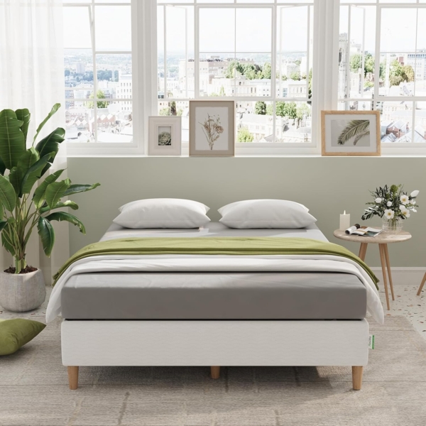 Novilla 35 cm Metallbett Metallrahmenbett Bettgestell mit Lattenrost Holzlattenunterstützung Grauer Bettgestellbezug Stauraum unter dem Bett 140x200 cm Schwarz Bild 1