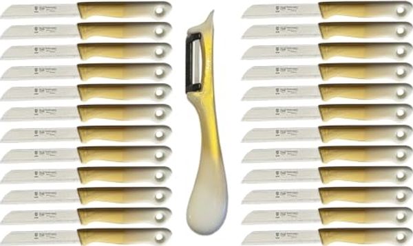 SMI Schälmesser SMI Solingen Schälmesser 24-tlg Sparschäler Gemüsemesser Obstmesser, Wellenschliff - Rechts- und Linkshänder nach klingen wechseln