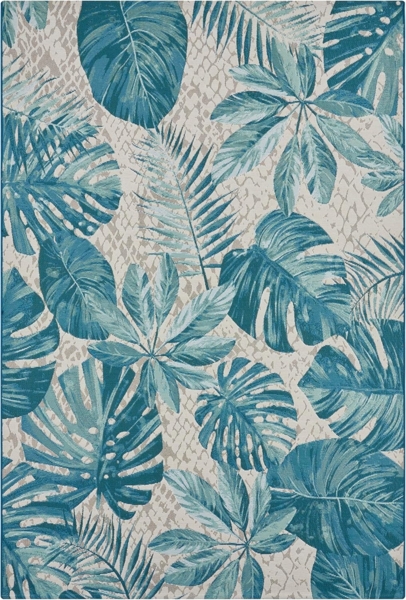 Hanse Home Tropical Leaves In- & Outdoor Teppich – Flachgewebe Aussenteppich, Jungel Palmen Blätter Design, ÖKO-TEX Wetterfest & UV-beständig für Balkon, Terrasse, Garten – Türkis, 80x165 cm Bild 5