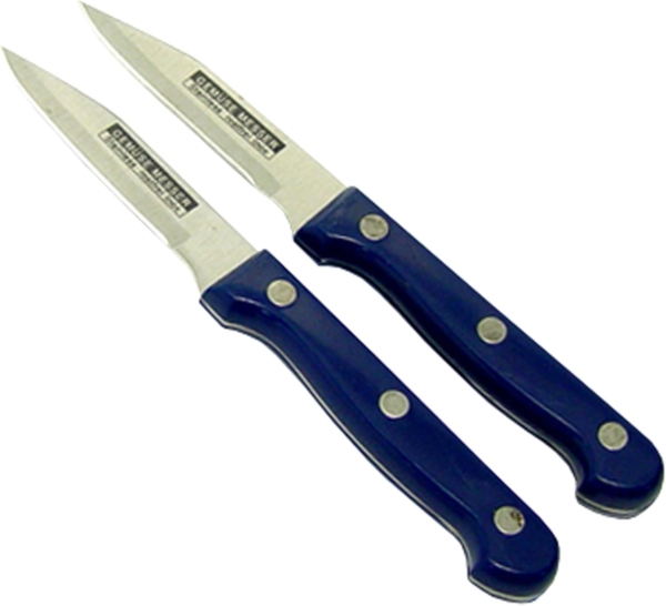 TOP STAR - Gemüsemesser 80 mm 2 Stück blaue Griffe mit Nieten