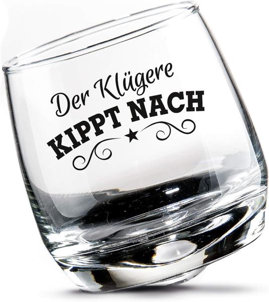 GILDE 2tlg. Set, Wackelglas, "Klug", Spruch, Glas, klar, , H. 8,5 cm, D. 7,5 cm 46761