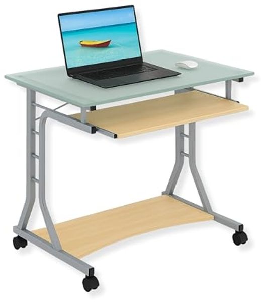 Compact Pc Desk With Glass Floor