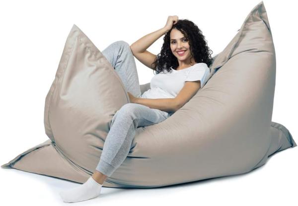 sunnypillow XL Sitzsack, Riesensitzsack Outdoor & Indoor 100x150 cm mit 140L Styropor Füllung Sessel für Kinder & Erwachsene Sitzkissen Sofa Beanbag viele Farben und Größen zur Auswahl Grau