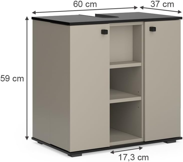 Waschbeckenunterschrank Joli Greige 60 x 59 cm mit 2 Türen Vicco Bild 3