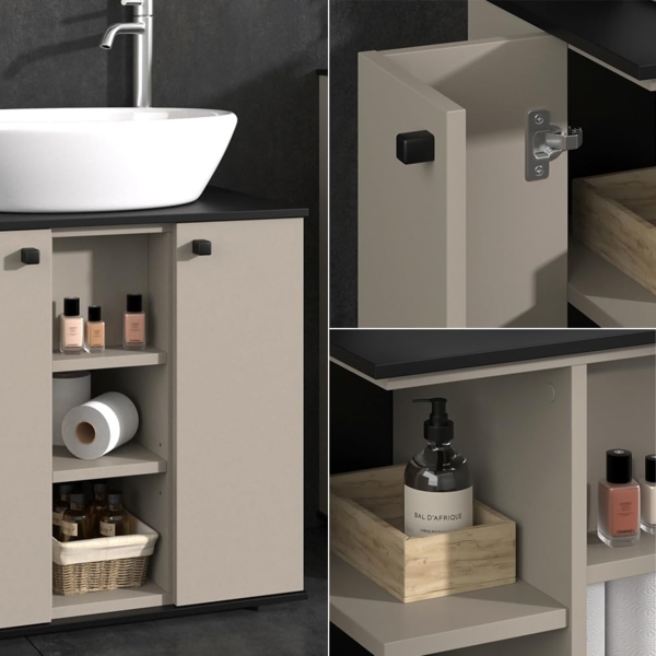 Waschbeckenunterschrank Joli Greige 60 x 59 cm mit 2 Türen Vicco Bild 5