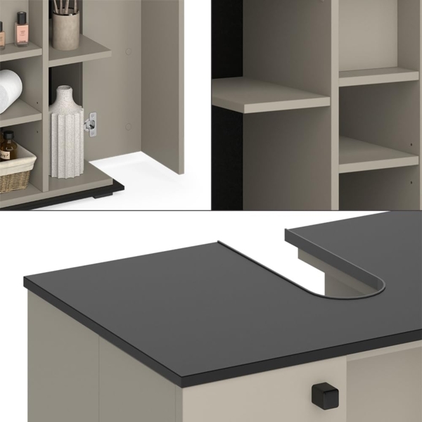 Waschbeckenunterschrank Joli Greige 60 x 59 cm mit 2 Türen Vicco Bild 6