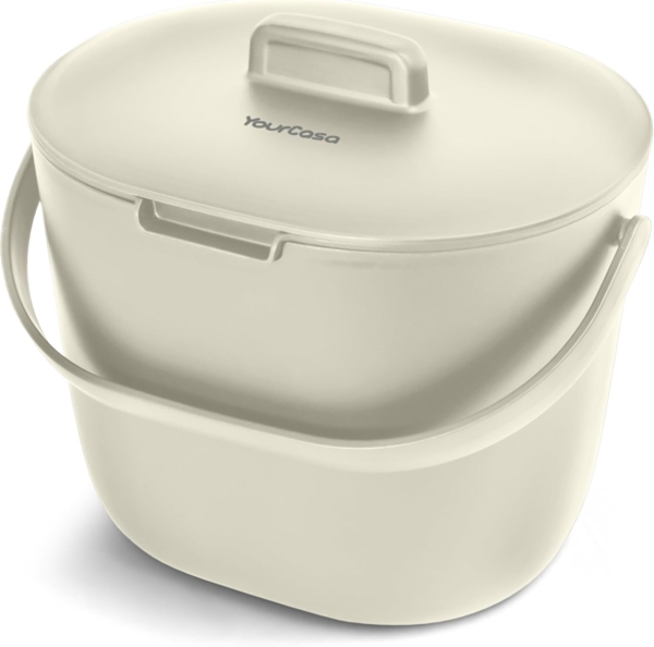 YourCasa Biomülleimer Küche 6L für alltäglichen Biomüll Spülmaschinenfest mit Sieb, Spülmaschinenfest, 6L Fassungsvermögen
