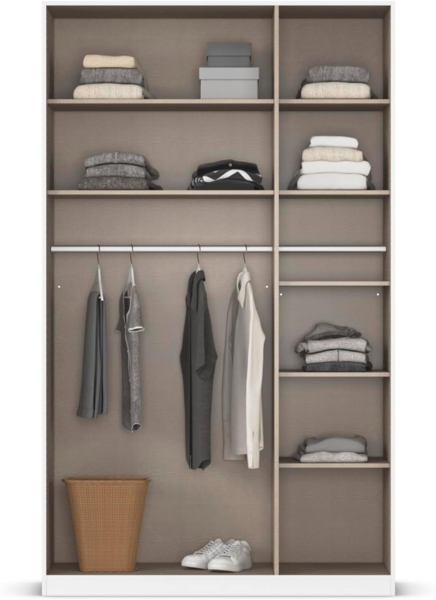 Rauch Möbel Alabama, Kleiderschrank, Garderobenschrank, 3-türig, Zubehör Classic, 2 Kleiderstangen, 7 Einlegeböden, Farbe Eiche Artisan, Holz, Griff Grau metallic, 136 x 229 x 54 cm Bild 7