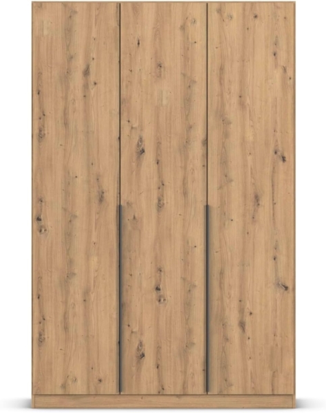 Rauch Möbel Alabama, Kleiderschrank, Garderobenschrank, 3-türig, Zubehör Classic, 2 Kleiderstangen, 7 Einlegeböden, Farbe Eiche Artisan, Holz, Griff Grau metallic, 136 x 229 x 54 cm Bild 6