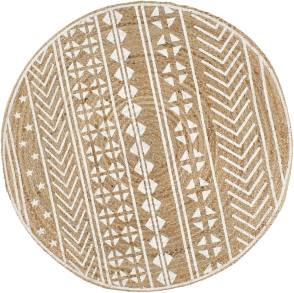 vidaXL Teppich Handgefertigt Jute mit weißem Aufdruck 150 cm [133694]