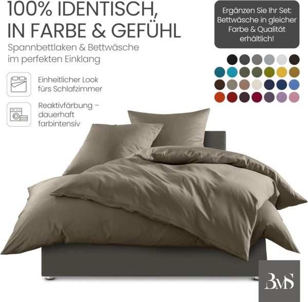 Bettwaesche-mit-Stil Mako-Satin Spannbettlaken braun 160x200cm Bild 4